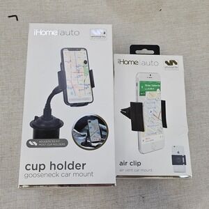 iHome Auto Cup Holder Gooseneck Car Mount & Air Vent Clip‎ Mount Universal Fit